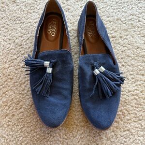 Franco Sarto Navy Suede Tassel Loafers